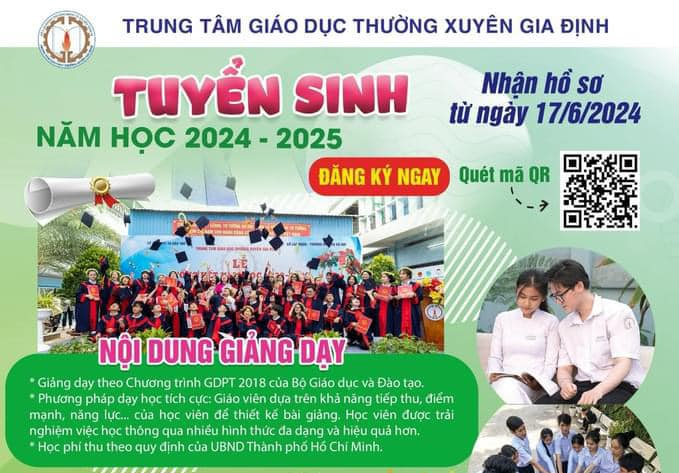 TUYỂN SINH NĂM HỌC 2024 – 2025